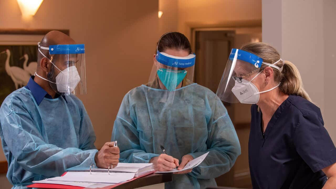 Australian Defence Force medical personnel assess needs at an aged-care facility in Frankston in Victoria.