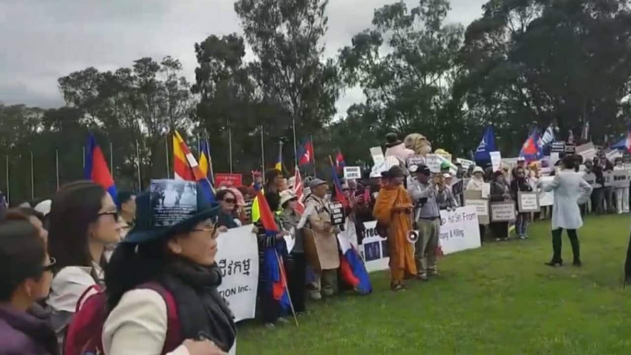 Protest in front of Parliament House in Canberra 05th December 2017