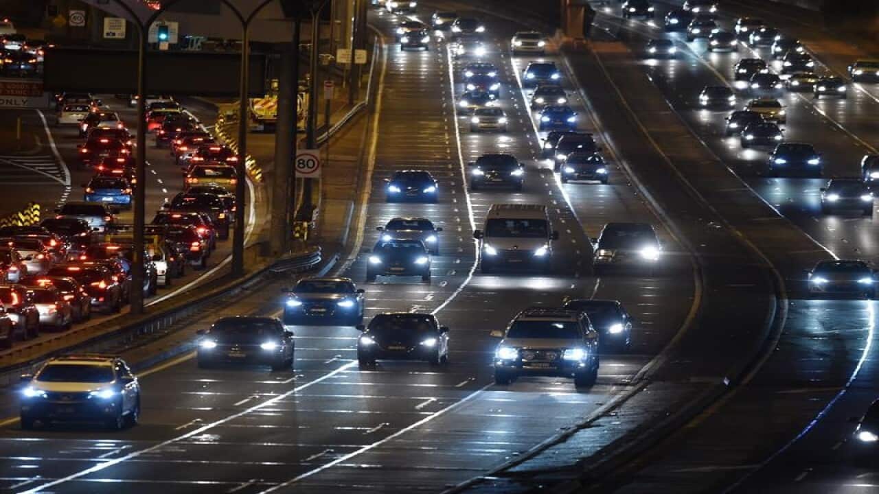 Traffic on the Warringah freeway in Sydney