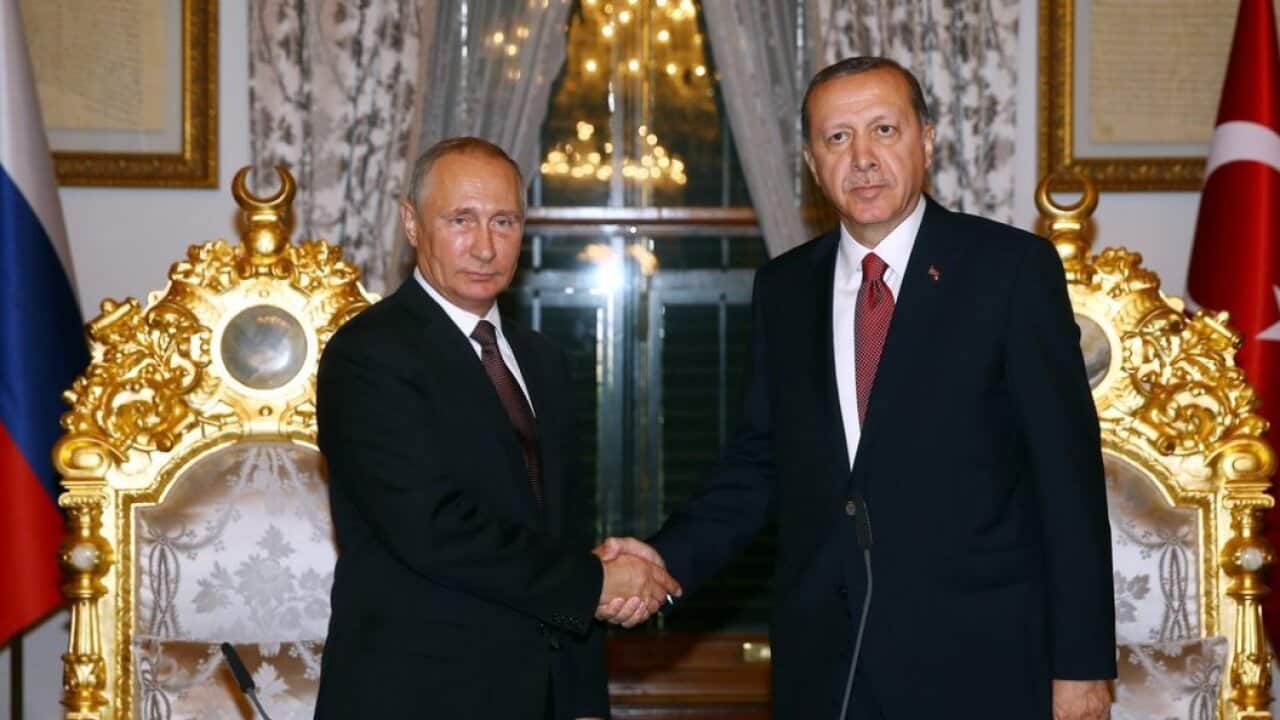 Russian and Turkish presidents, Vladimir Putin and Recep Tayip Erdogan