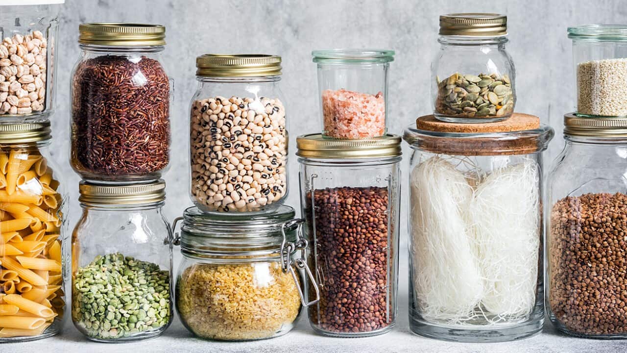 Food in glass jars