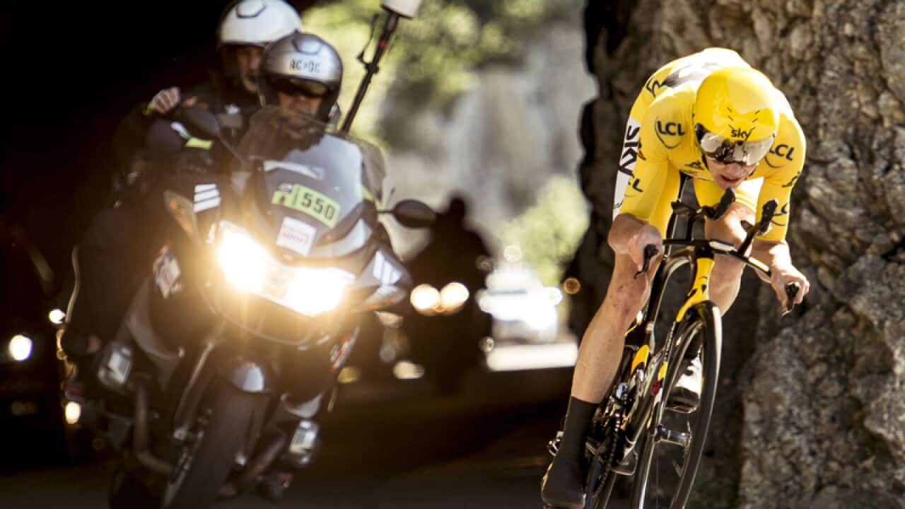Chris Froome of Team Sky in action