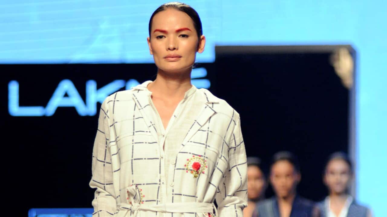 Nepal's first transgender model Anjali Lama showcases a creation by designer Gen Next at Lakm Fashion Week Summer Resort 2017 in the Indian city of Mumbai on February 1, 2017.