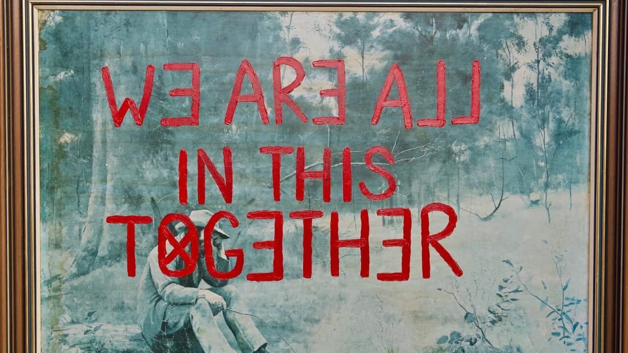 Artist Amala Groom has created a work in response to the Covid-19 crisis