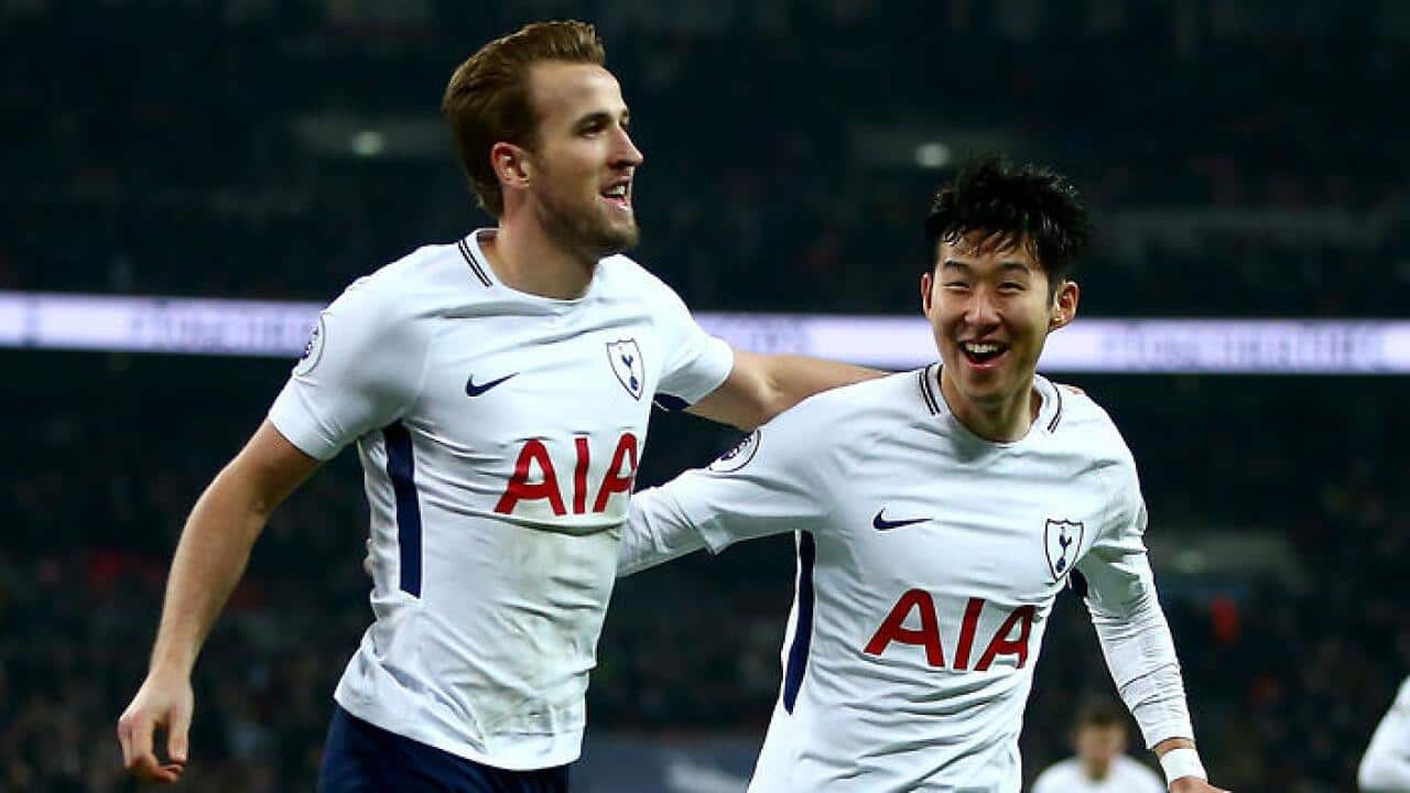 Harry Kane and Son Heung-min celebrating a goal