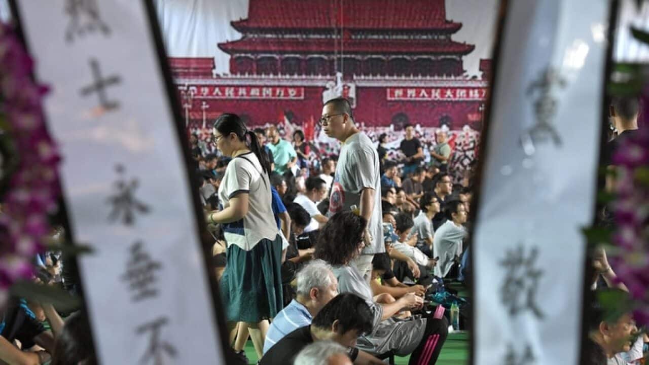 Tens of thousands of people attend a candlelight vigil in Hong Kong on June 4, 2017, commemorating those killed in the 1989 Tiananmen Square crackdown.
