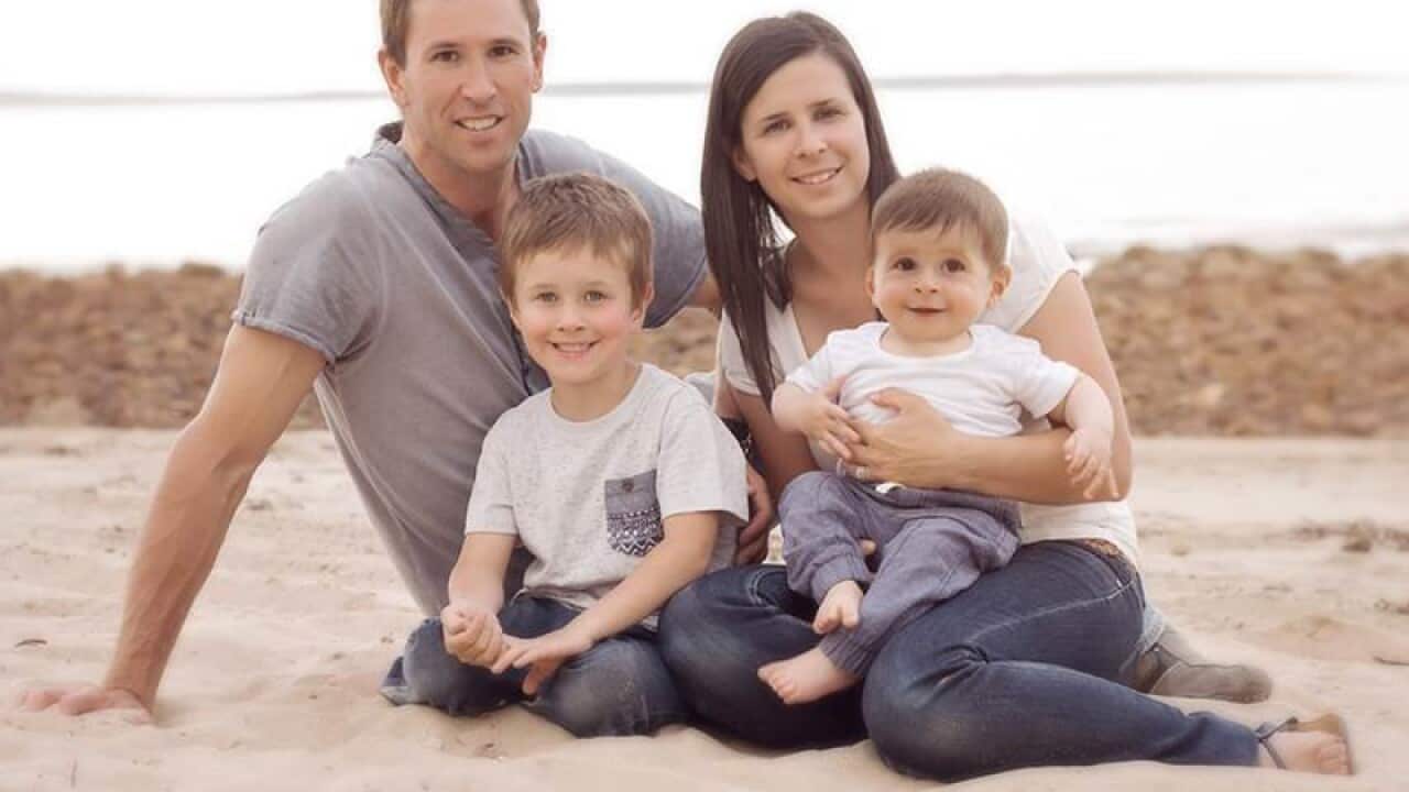 Damien Little with children Hunter and Koda