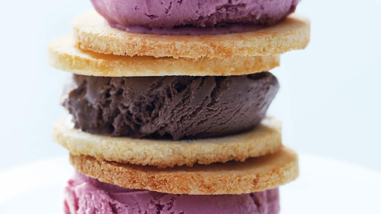 Coconut macaron ice-cream sandwiches