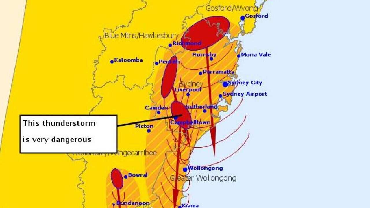 The Bureau of Meteorology (BOM) issued a severe thunderstorm warning Saturday afternoon.