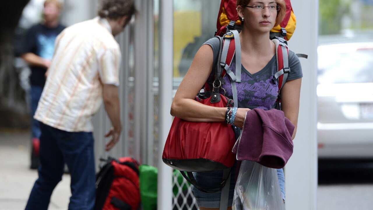 A backpacker is seen in Brisbane