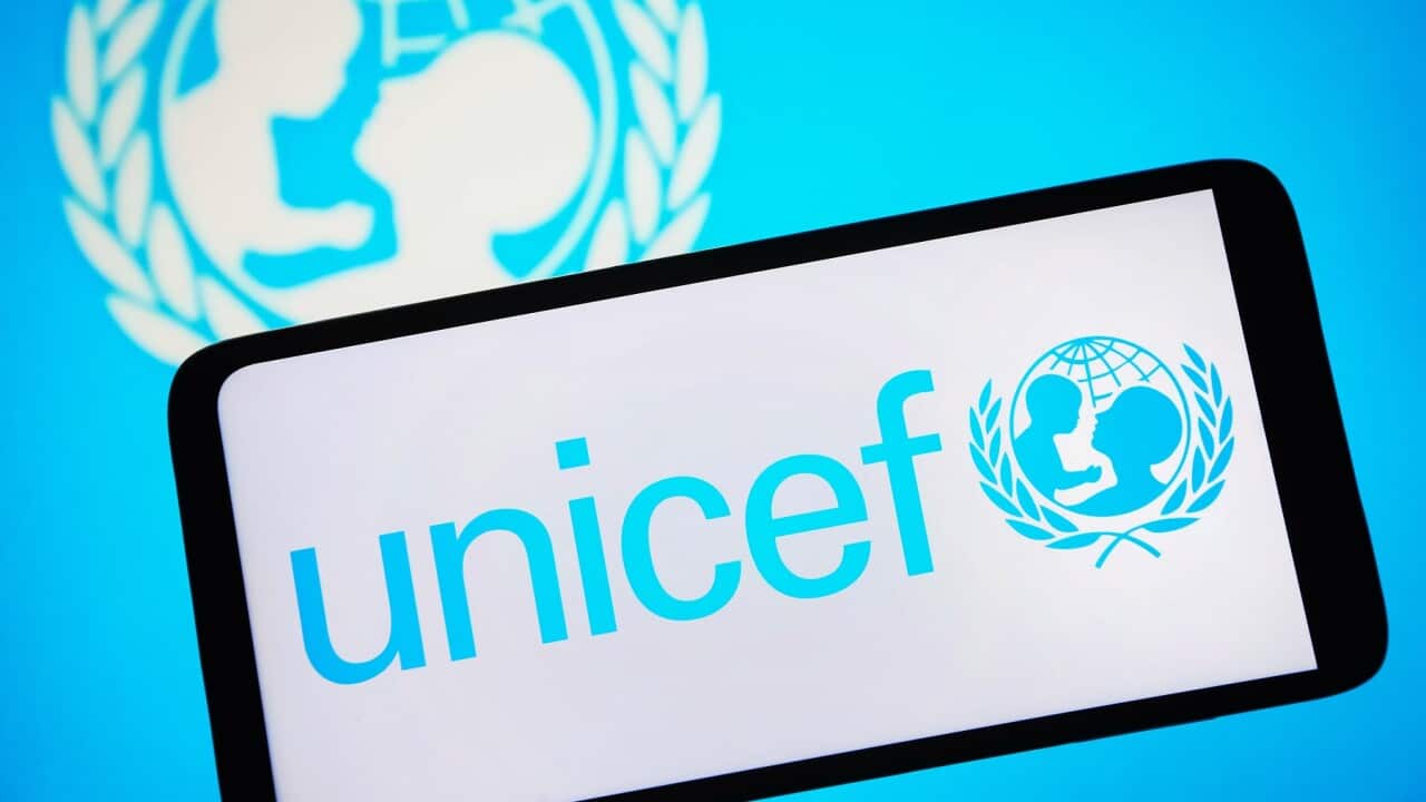 In this photo illustration, UNICEF (United Nations