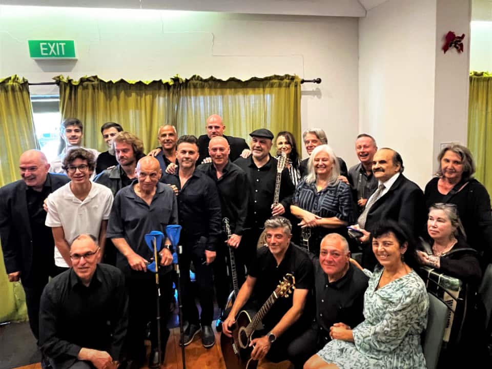 Musicians, friends and family members of Achilles Yiangoulli at the reception after his funeral on the 21st January 2026