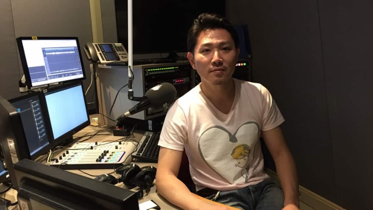 Keisuke Baba, author of a picture story book A Boy In the Mirror at SBS Radio at Federation Square, Melbourne on 2 mar 2019