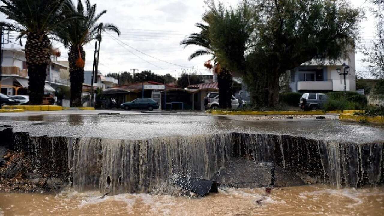 Greece lashed by torrential rain and 55mph winds from 'medicane' Zorba.