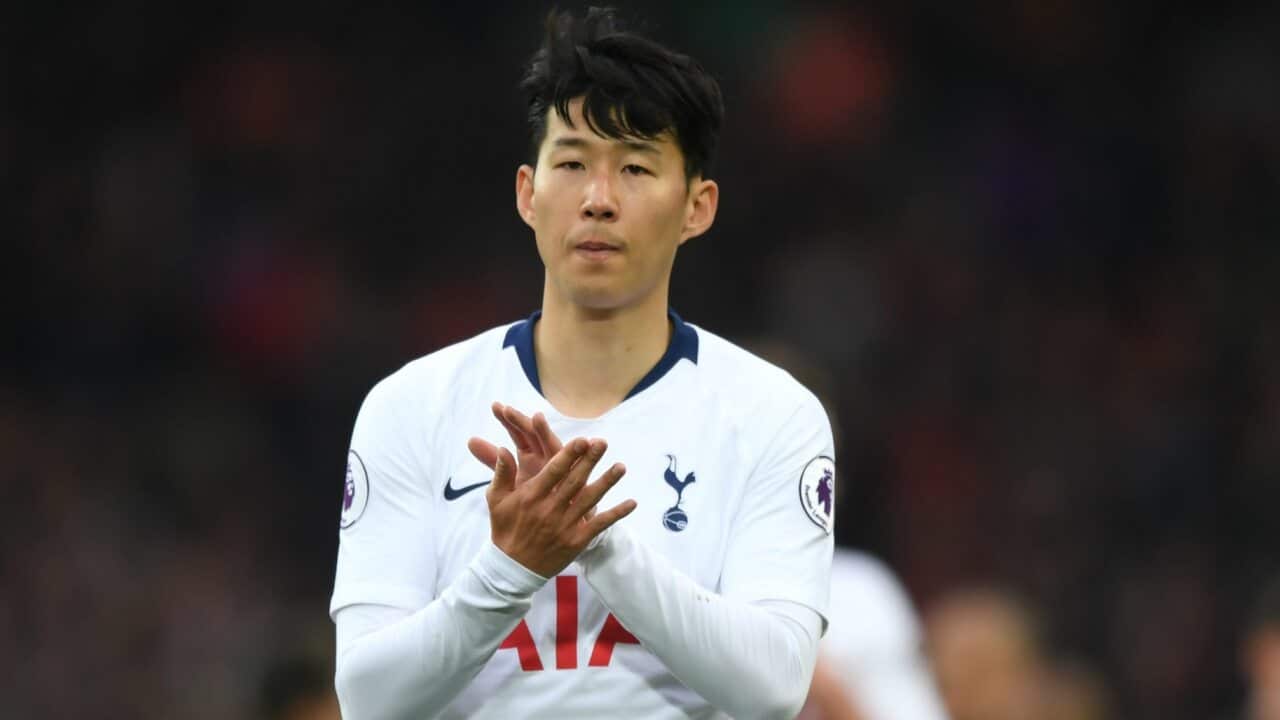 Son Heung-min applauds the Tottenham Hotspur fans