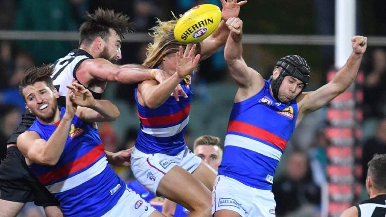 Players contest the ball