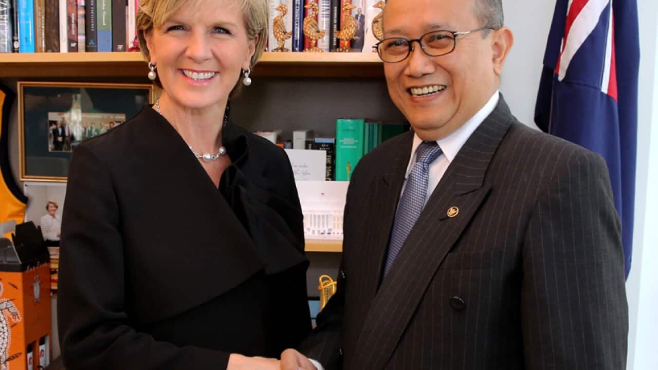 Julie Bishop (left) and Nadjib Riphat Kesoema