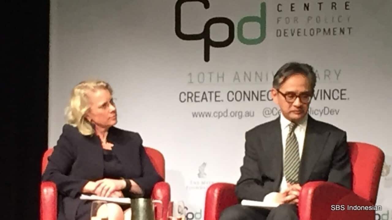 Dr R.M Marry Natalegawa in conversation with Laura Tingle at the inaugural John Menadue Oration, Melb 2 Nov 2017