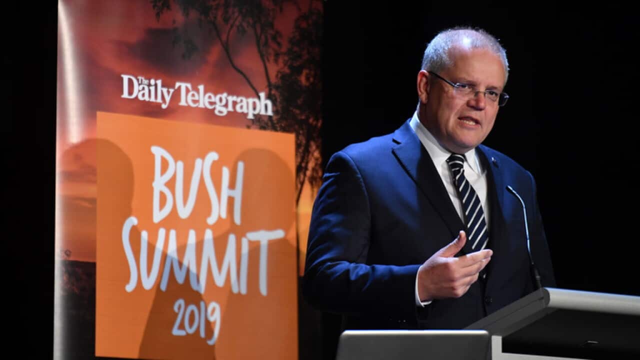Prime Minister Scott Morrison at the Daily Telegraph Bush Summit 2019 in Dubbo, 390km north west of Sydney, Thursday, July 18, 2019. (AAP Image/Mick Tsikas) NO ARCHIVING