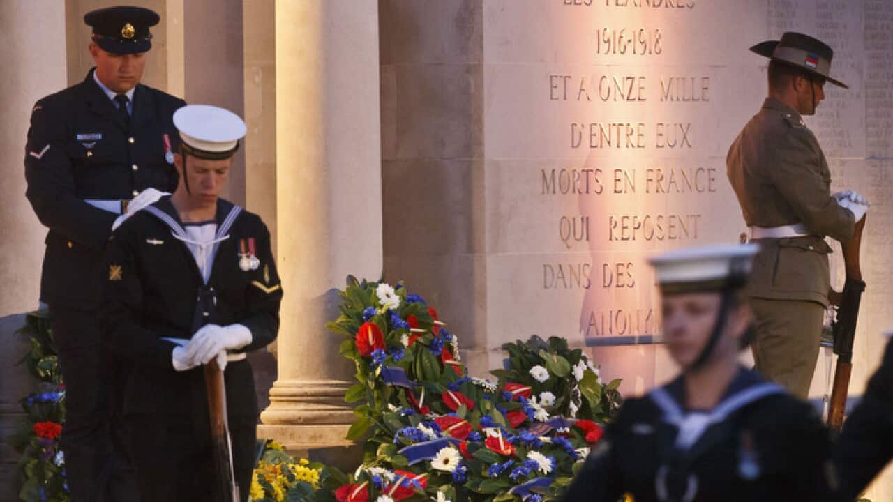 During the ANZAC Day service at the Australian National Memorial in illers-Bretonneux