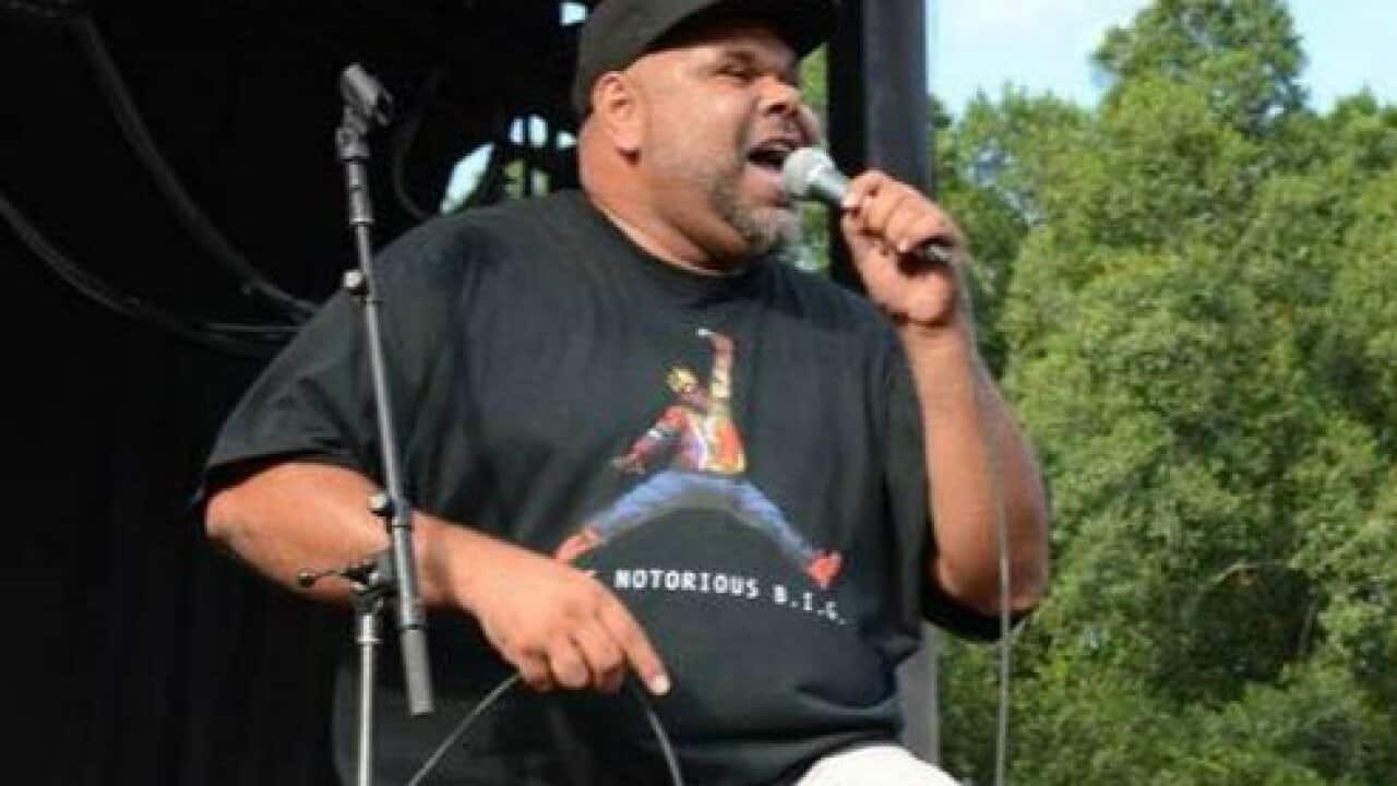 Lucky Luke Curry Murri 13 performing at JJJ's One Night Stand, Mount Isa.