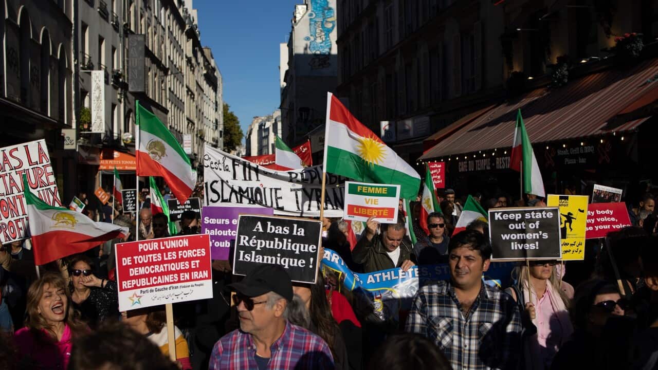 Manifestazione a sostegno dei diritti delle donne in Iran.