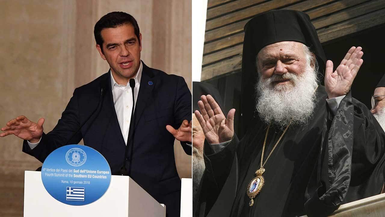 Greek Prime Minister Alexis Tsipras, left, has written to the head of the Church of Greece, Archbishop Ieronymos to avoid "the mistakes of the past".