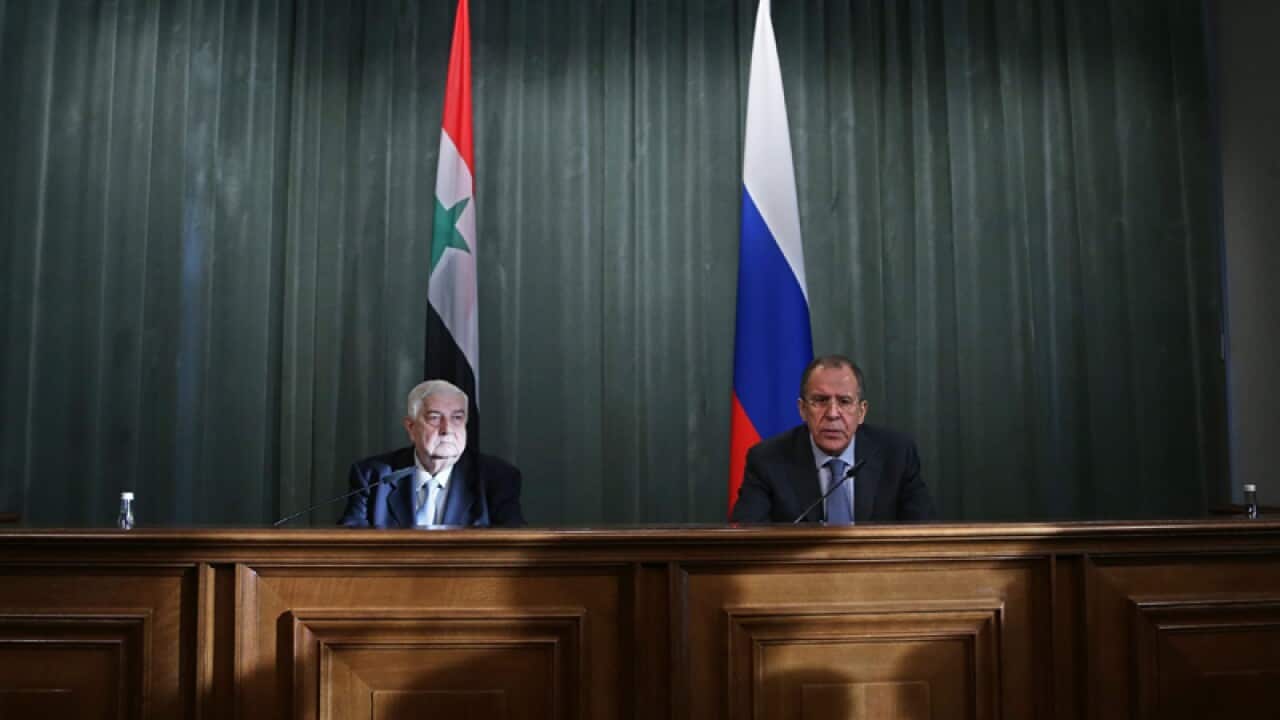 Russian Foreign Minister (R) and Syrian Foreign Minister in Moscow