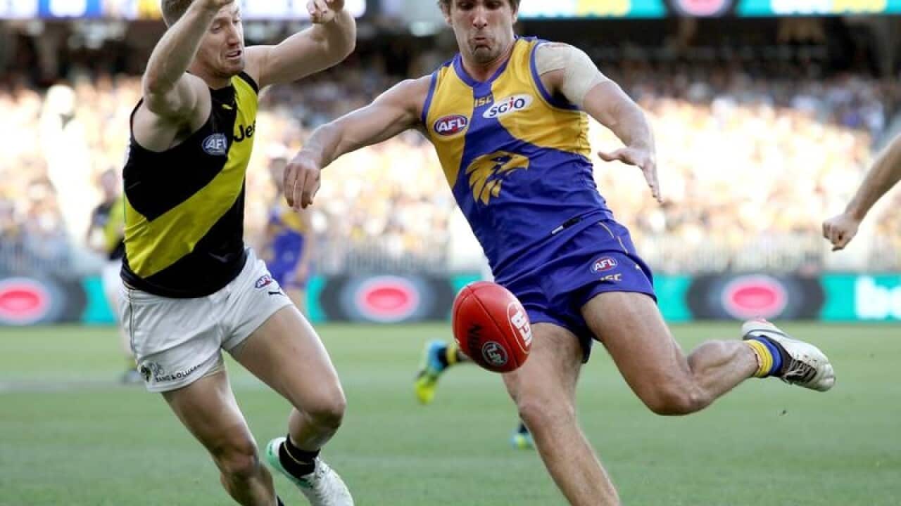 Andrew Gaff of the Eagles in action during round 9.