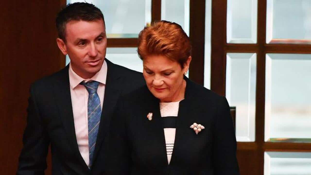 James Ashby, left, and Pauline Hanson (AAP)