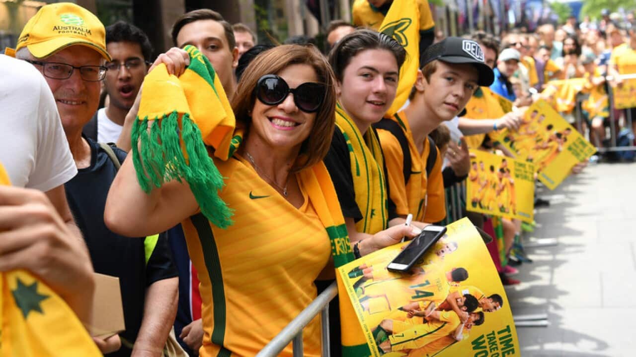 Fans await the Australian Socceroos (AAP)