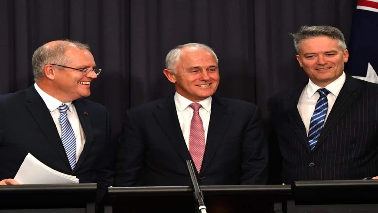 Scott Morrison, Malcolm Turnbull and Mathias Cormann.