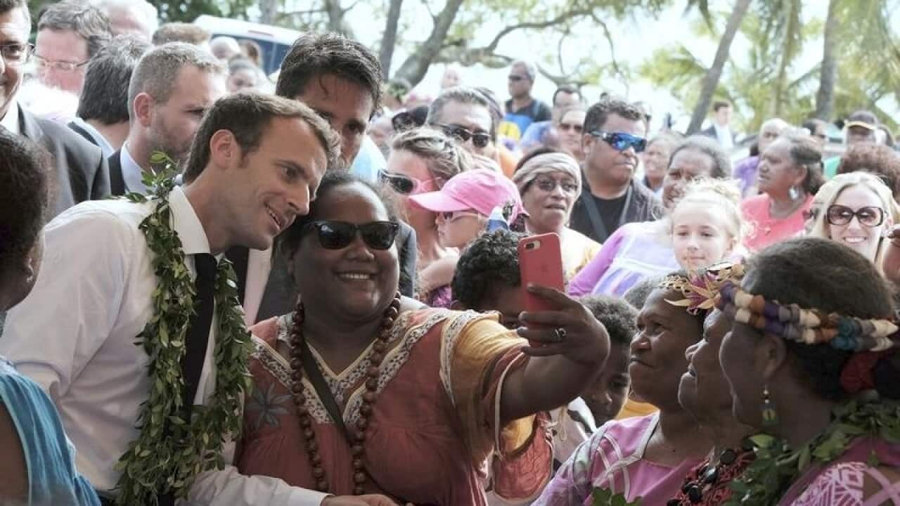 Emmanuel Macron with New Caledonians