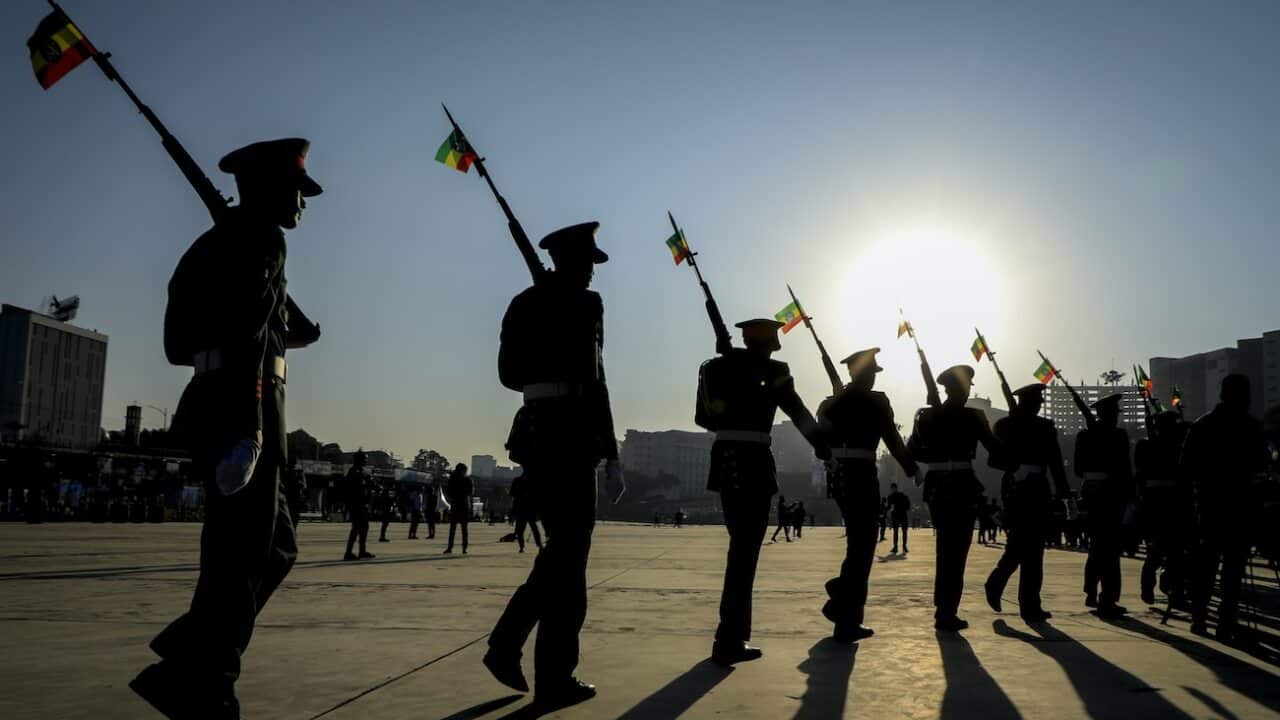 A rally organised by local authorities to show support for the Ethiopian National Defense Force in downtown Addis Ababa, Nov. 7, 2021