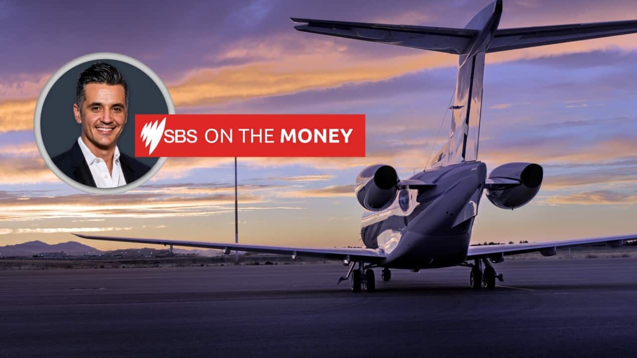 On the Money graphic with plane on tarmac.