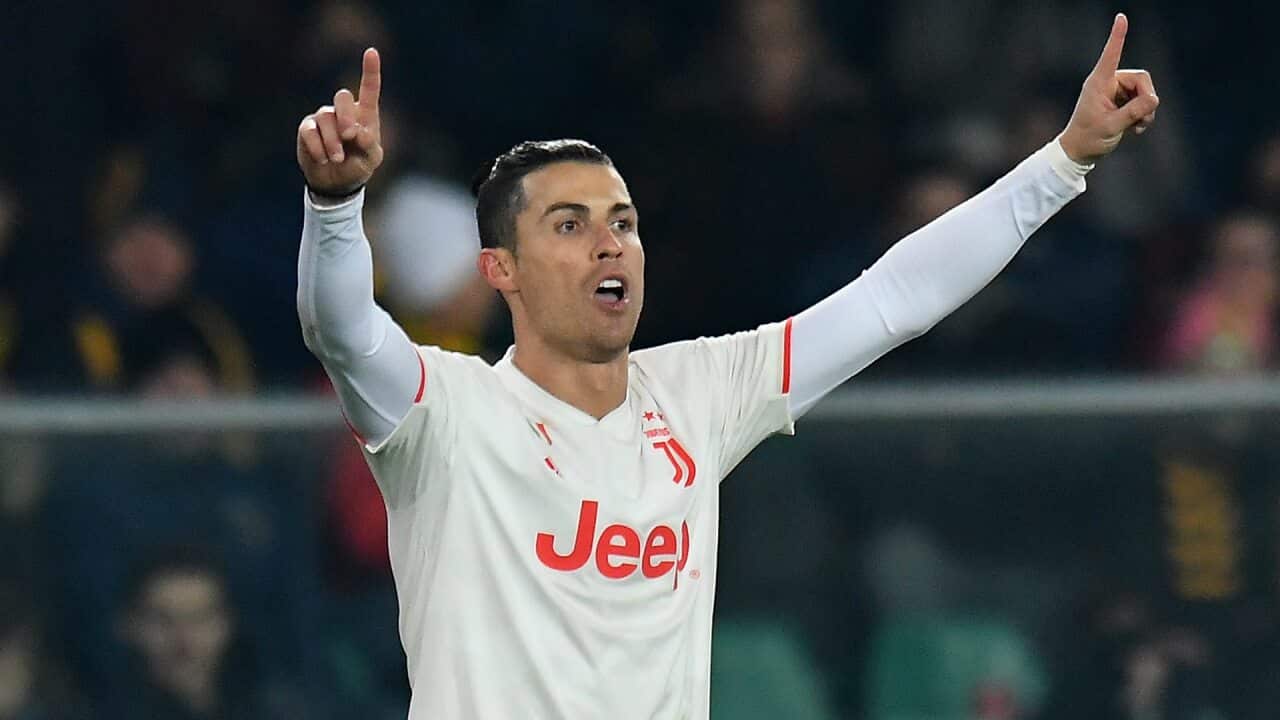Cristiano Ronaldo celebrates a goal for Juventus