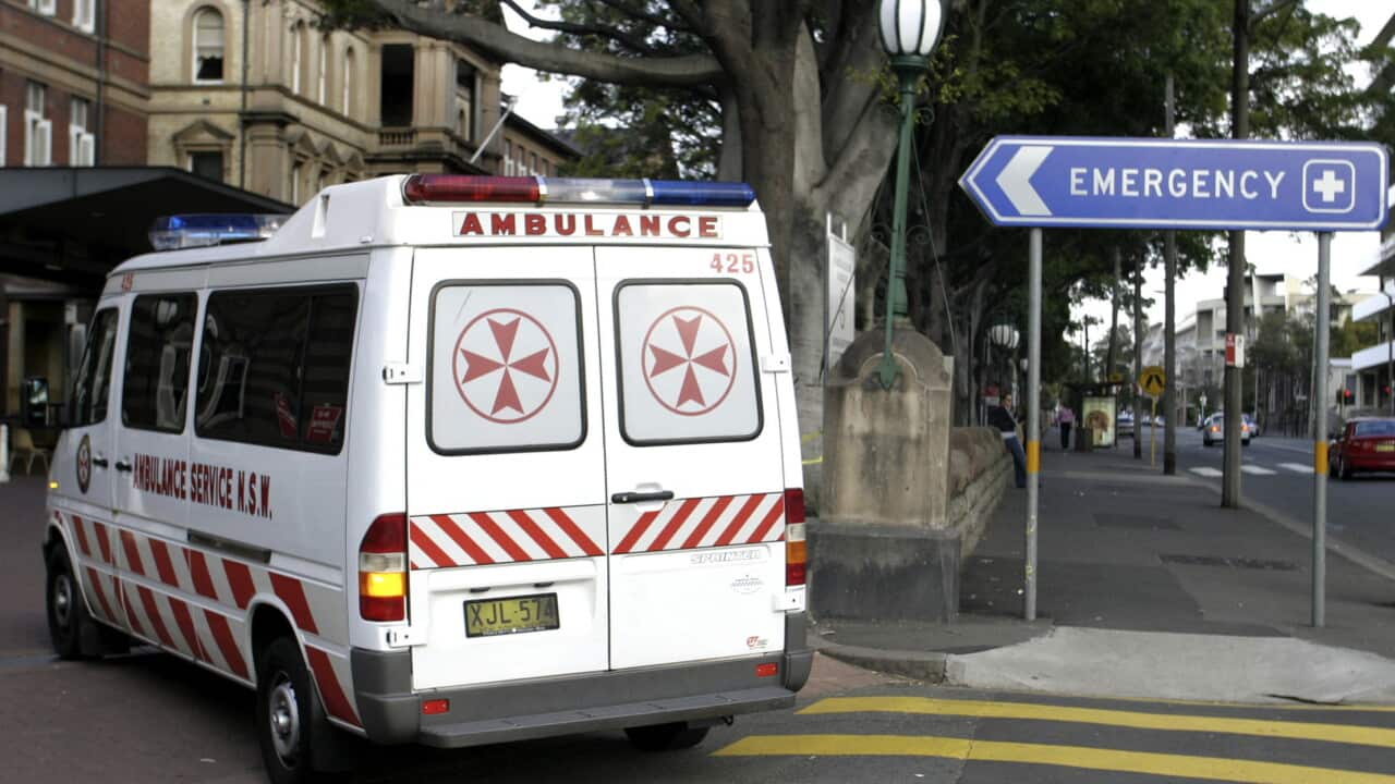 An ambulance enters a hospital