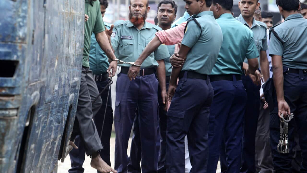 Bangladeshi people accused in a 2009 mutiny arrive at a court