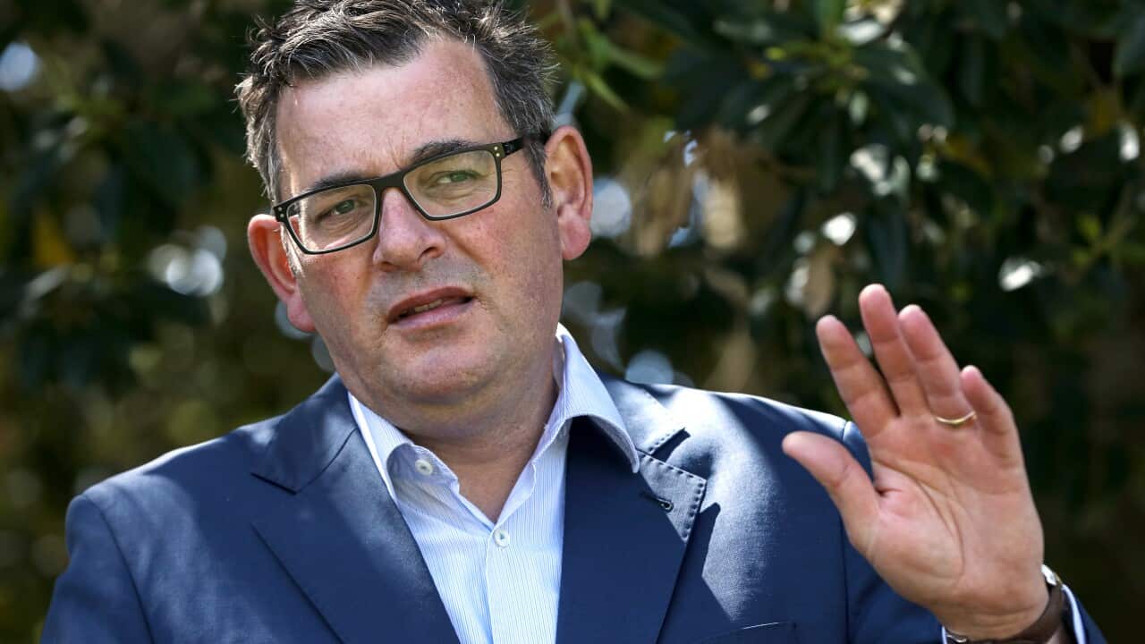Victorian Premier Daniel Andrews speaks to the media during a press conferenceat at Camp Manyung in Mount Eliza, 50kms south east of Melbourne, Sunday, December 5, 2021. (AAP Image/Diego Fedele)