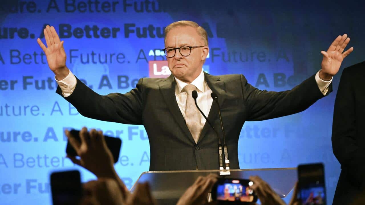 Labor Party leader Anthony Albanese declares victory in Australia's federal election on May 21, 2022.