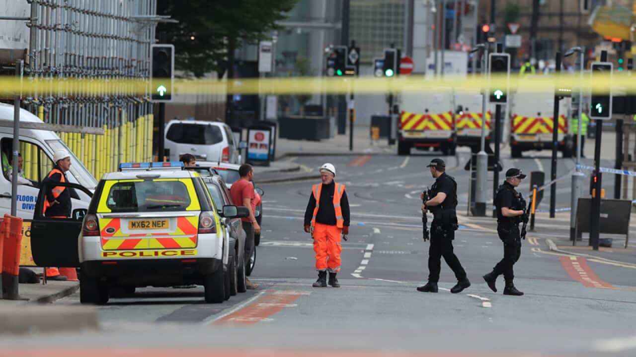 Police close to the Manchester Arena