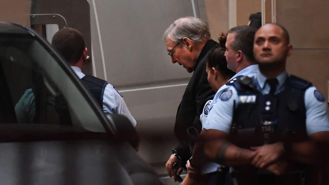 Cardinal George Pell leaves the Supreme Court of Victoria in Melbourne, Wednesday, June 5, 2019. Pell is appealing against his conviction for sexually abusing two boys in the 1990s in the Court of Appeal. (AAP Image/Erik Anderson) NO ARCHIVING