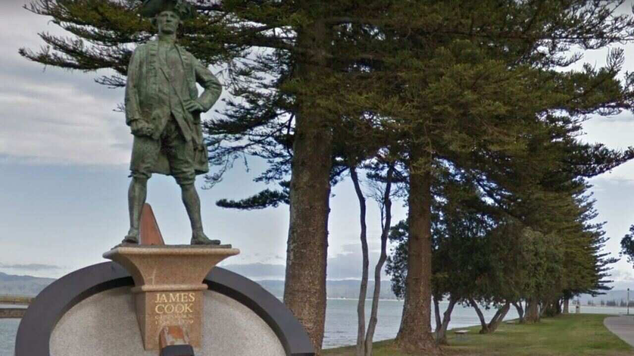 The statue of Captain James Cook in Gisborne, New Zealand.