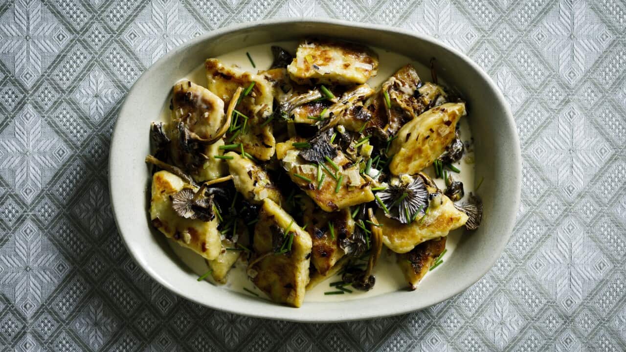 Potato whistles with chanterelles