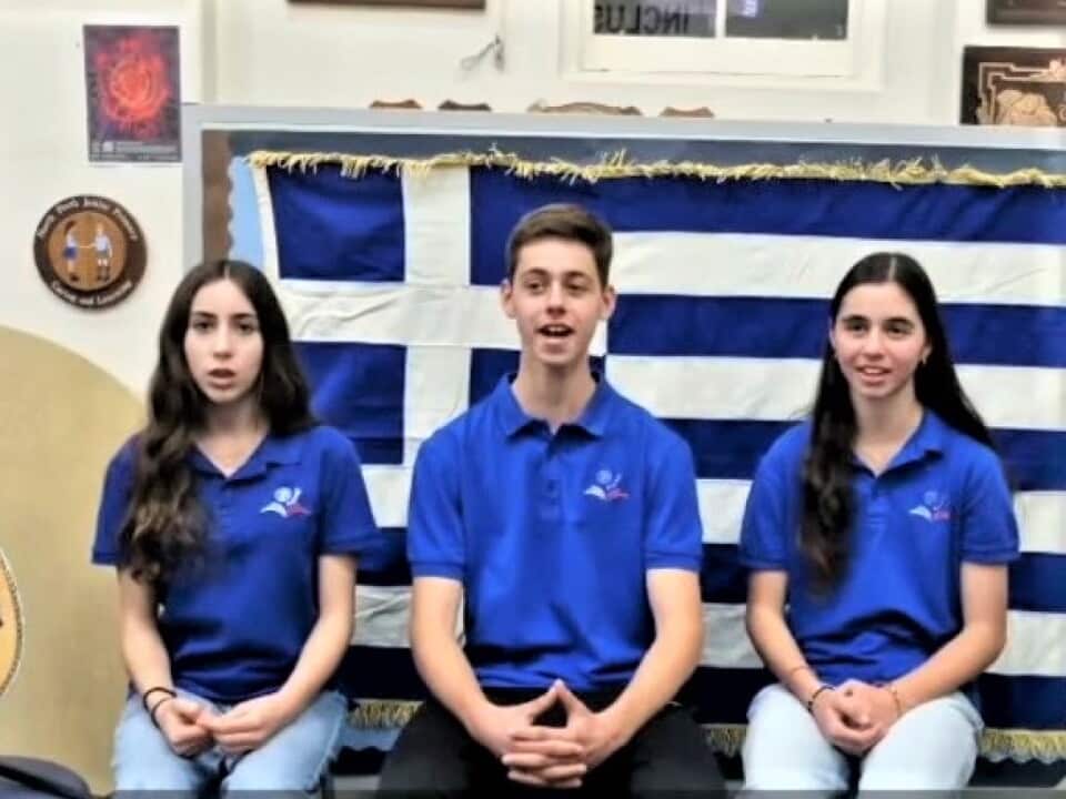 Στιγμιότυπο από βίντεο μαθητών και μαθητριών από το Σαββατιανό σχολείο της Ελληνορθόδοξης Κοινότητας, «Ο Ευαγγελισμός της Θεοτόκου», για το Υπουργείο Πολυπολιτισμού της Δυτικής Αυστραλίας