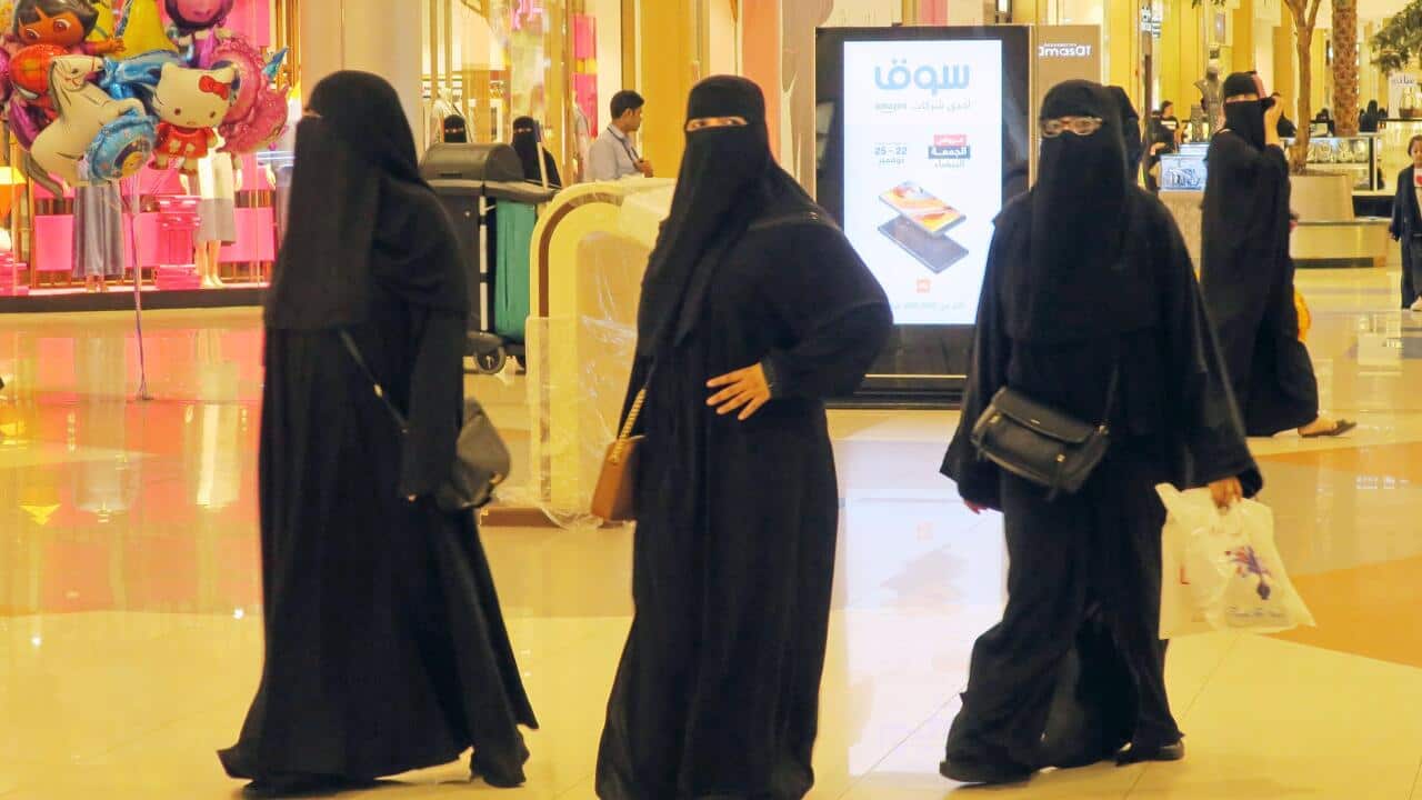 Women at a shopping mall in Jeddah, Saudi Arabia.