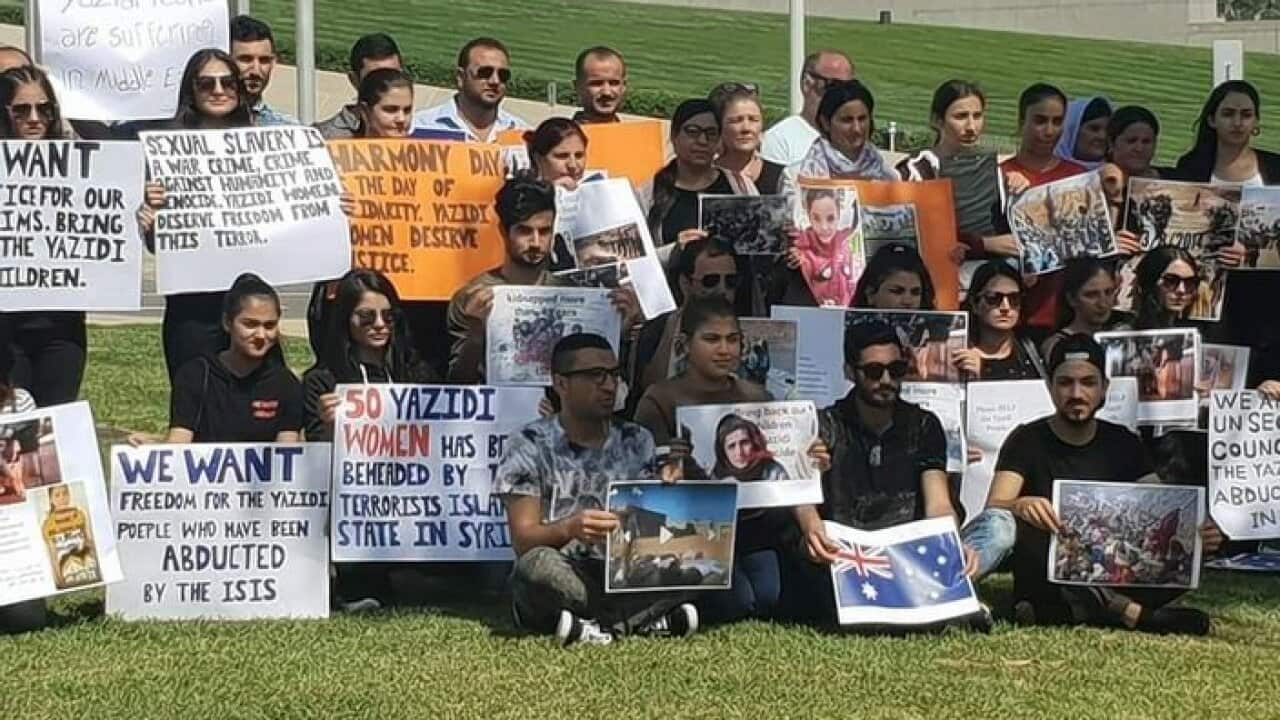 members of Yazidi community at Parliament house Canberra