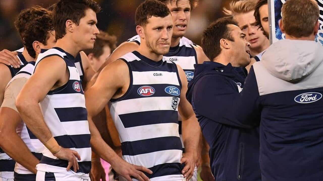 Chris Scott addresses his team