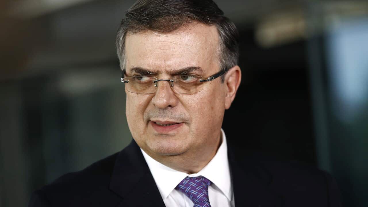 Mexico's Foreign Secretary Marcelo Ebrard speaks with reporters, Thursday, May 23, 2019, after meeting with Secretary of State Mike Pompeo at the U.S. State Department in Washington. (AP Photo/Patrick Semansky)