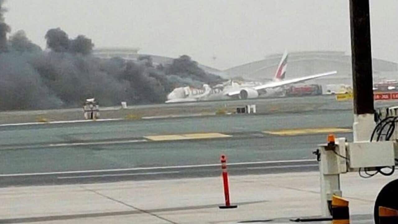 An Emirates plane crash lands in Dubai.